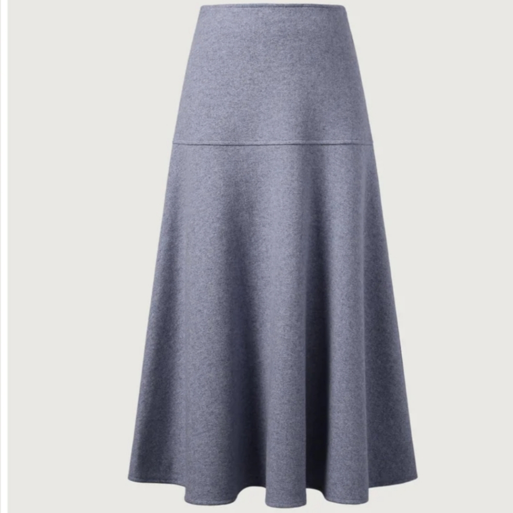 NWT OGL FuzzLuxe Flared Maxi Skirt Heather Dolphin Blue Size XS - Picture 3 of 3